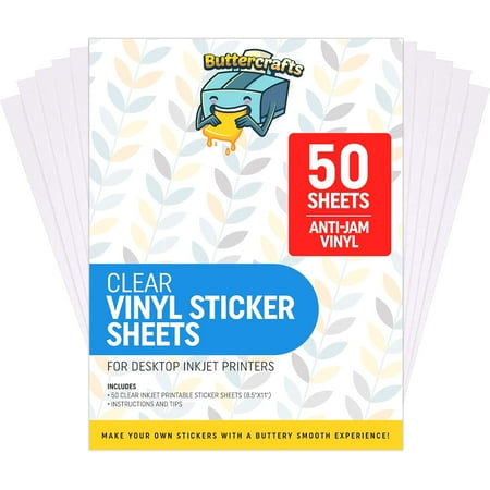 Clear Printable Vinyl for Inkjet Printer (Clear Sticker Paper | Waterproof | 50 Sheets) - Transparent Inkjet Printable