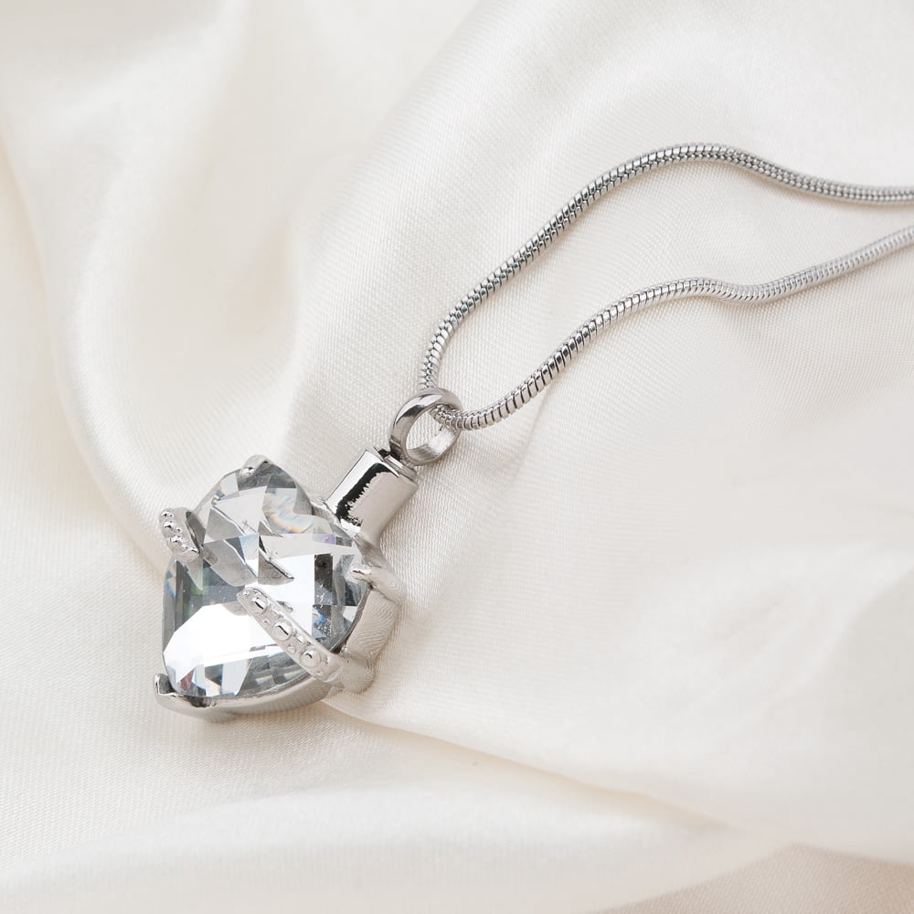 Cremation Urn For Human Ashes Heart Memorial Jewelry April Birthstone Crystal Heart Keepsake Ashes With Velvet Jewelry Box