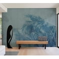 thumbnail image 5 of Botanical Wallpaper Wall Mural - Palm Leaves in Blue, 5 of 5