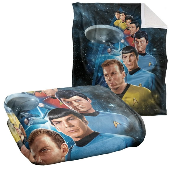 Star Trek Blanket, 50"x60", Among The Stars Silky Touch Sherpa Back Super Soft Throw Blanket
