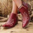 thumbnail image 4 of SACFOF Women's Cowboy Cowgirl Western Ankle Boots Floral Embroidered Stitched V Cut Snip Toe Classic Country Booties, 4 of 6