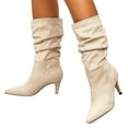 thumbnail image 3 of 2025 Fall Women's Mid-Calf Boots High Heeled Suede Pointed Toe Fashion Shoes for, 3 of 9