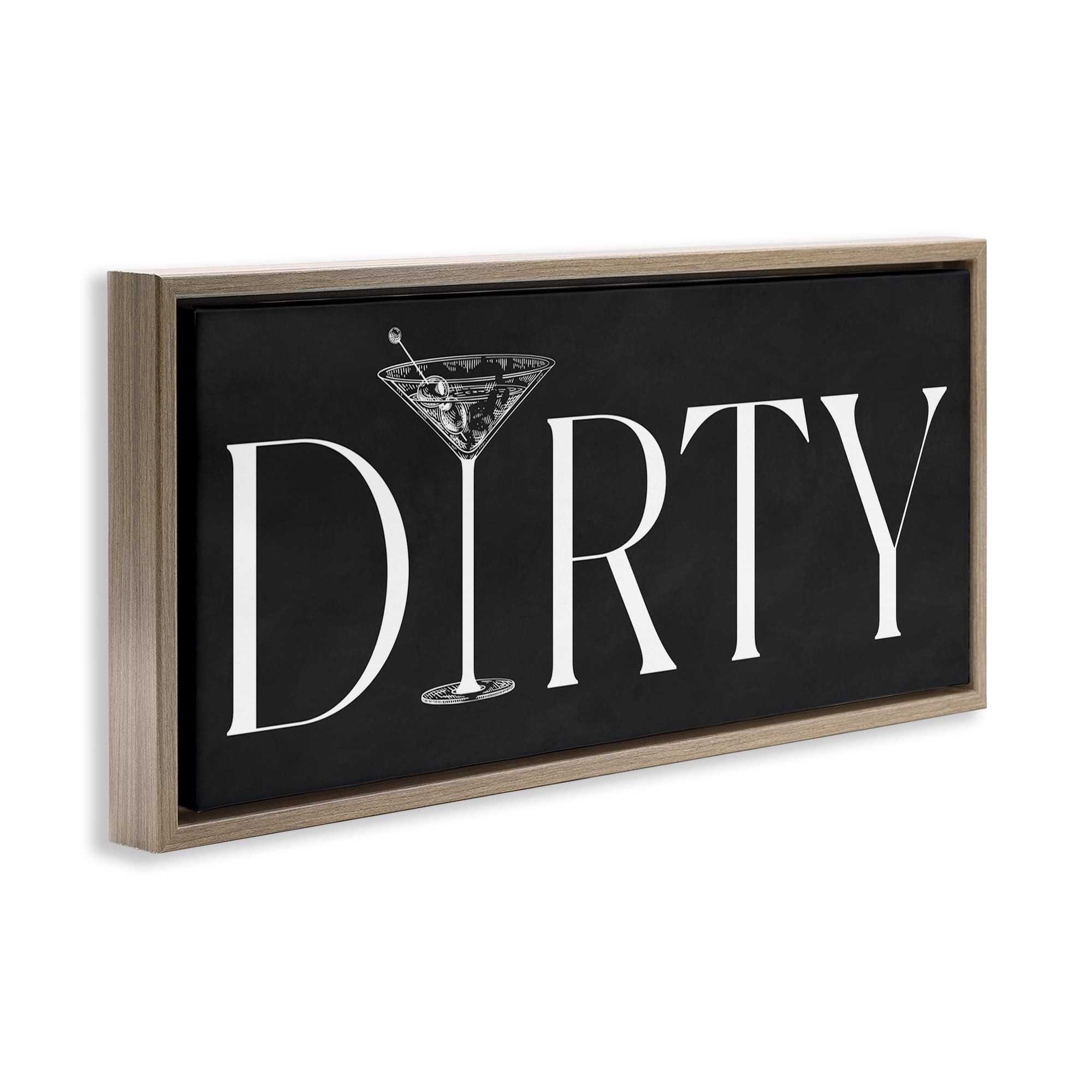 Stupell Industries Dirty Martini with Chalkboard Lettering Brown Framed Floater Canvas Wall Art, design by Lettered and Lined