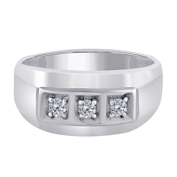 Mauli Jewels Engagement Rings for Men 0.25 Carat in 10K White & Yellow Gold, Wedding Diamond Ring, 4-Prong Setting