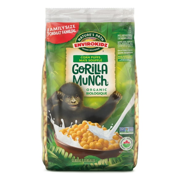 Nature's Path Envirokidz Organic Gorilla Munch Cereal 650g EcoPac Bag, Gorilla Munch 650G