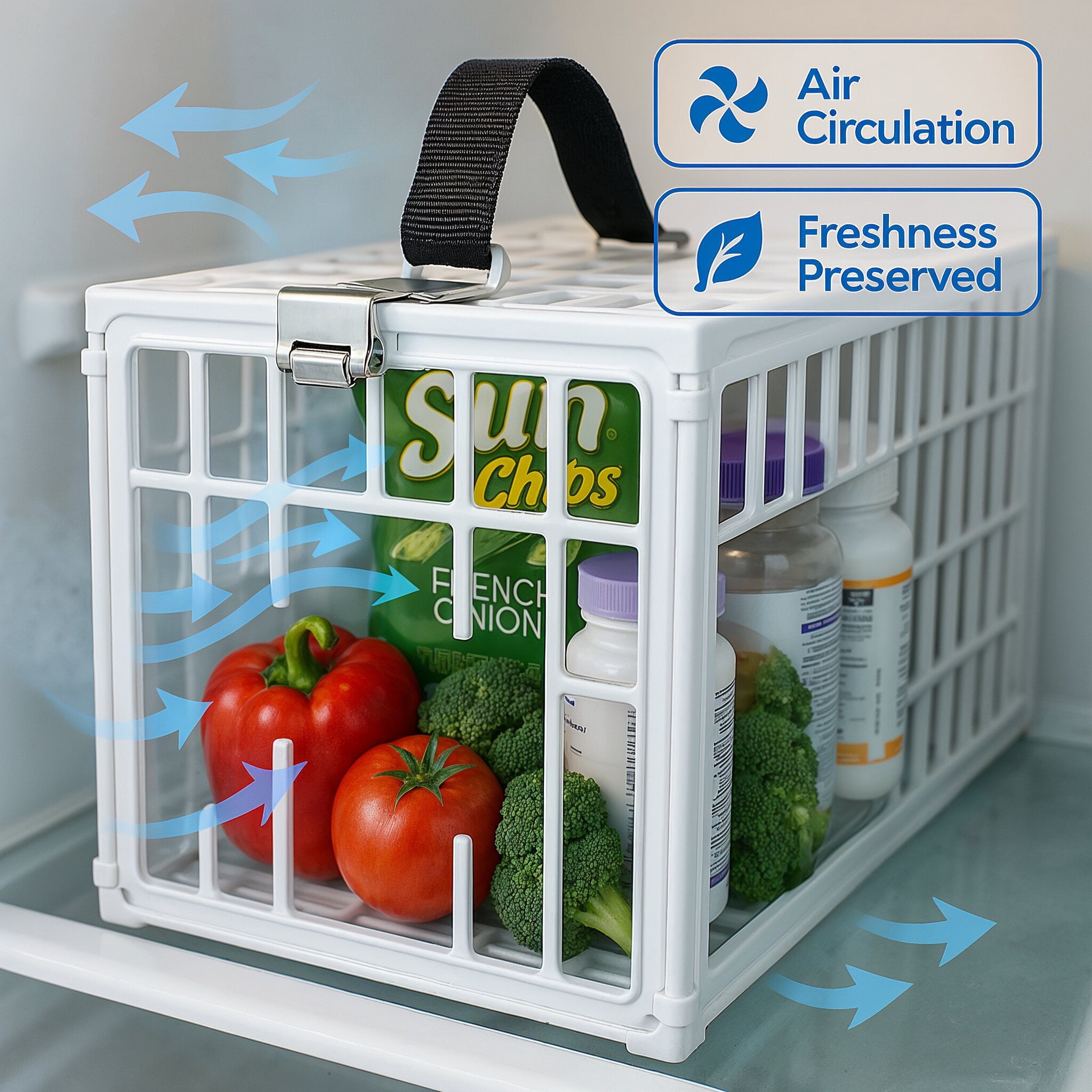 Fridge Locker Box - Secure Lockable Storage for Snacks & Medicine, Portable Design