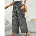 thumbnail image 4 of Byworldtasic Womens Trousers Ditsy Floral Pants for Women Front Slit Baggy Wide Leg Pants Summer Bohemian Drawstring High Waisted Paper Bag Pants, 4 of 6