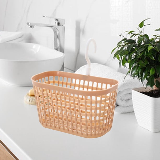 Cesta de baño, cesta organizadora de ducha, ahorro de espacio, gran capacidad, estante de almacenamiento de drenaje, estante ordenado, organizador Rosa perfecl cesta para colgar en la pared
