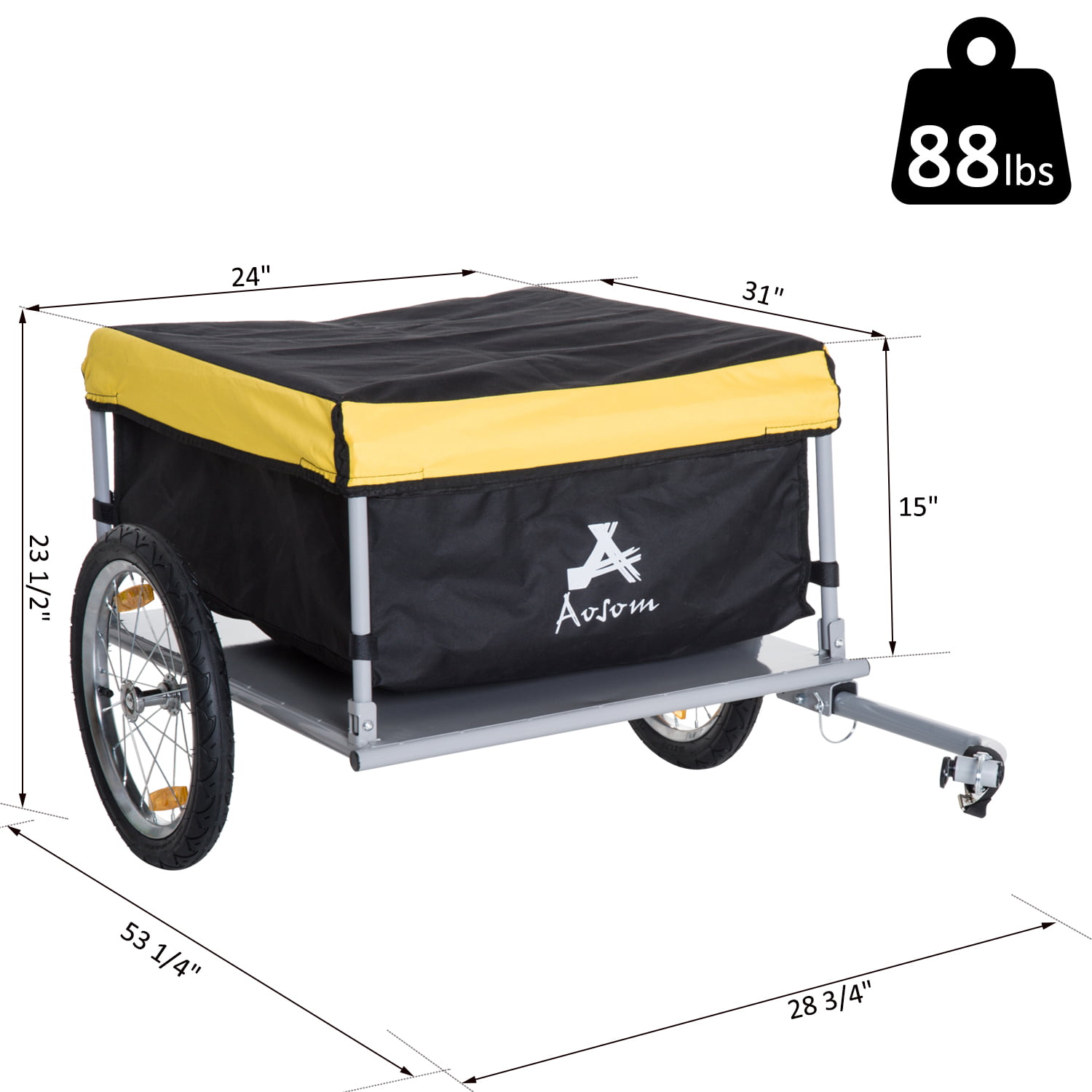 2-in-1 XXL Cargo Bike Trailer & Trolley Yellow Grey and Black 