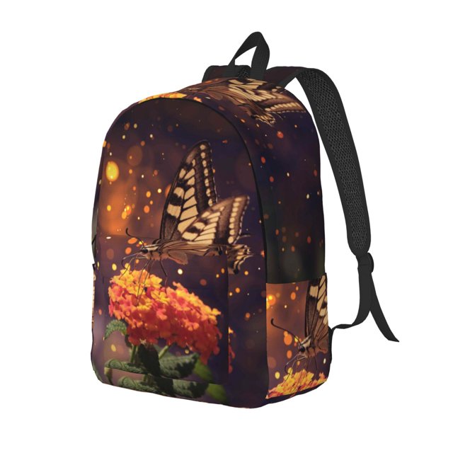 Easygdp Butterfly Sitting on a Flower Mochila de Lona Resistente para Laptop, Compatible con Laptops de 15 a 17 pulgadas, Ideal para Escuela, Trabajo y Viajes-Medium