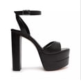 thumbnail image 2 of Schutz Kaila Black Leather Womens Platform Dress High Heeled Ankle Strap Sandals (Black, 7), 2 of 3