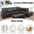 thumbnail image 6 of Wzlam Sectional Sofa Modern L Shaped 6 Seat with Storage Ottoman Couch Set, Faux Leather Sofa, Brown, Right Chaise, 6 of 6