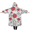 thumbnail image 2 of Oversized Wearable Blanket Hoodie,Pioneer Flower Floral Print Pattern Sherpa Blanket Hoodie with Super Pockets,Super Warm Fuzzy Pullover for Women & Men, 2 of 6