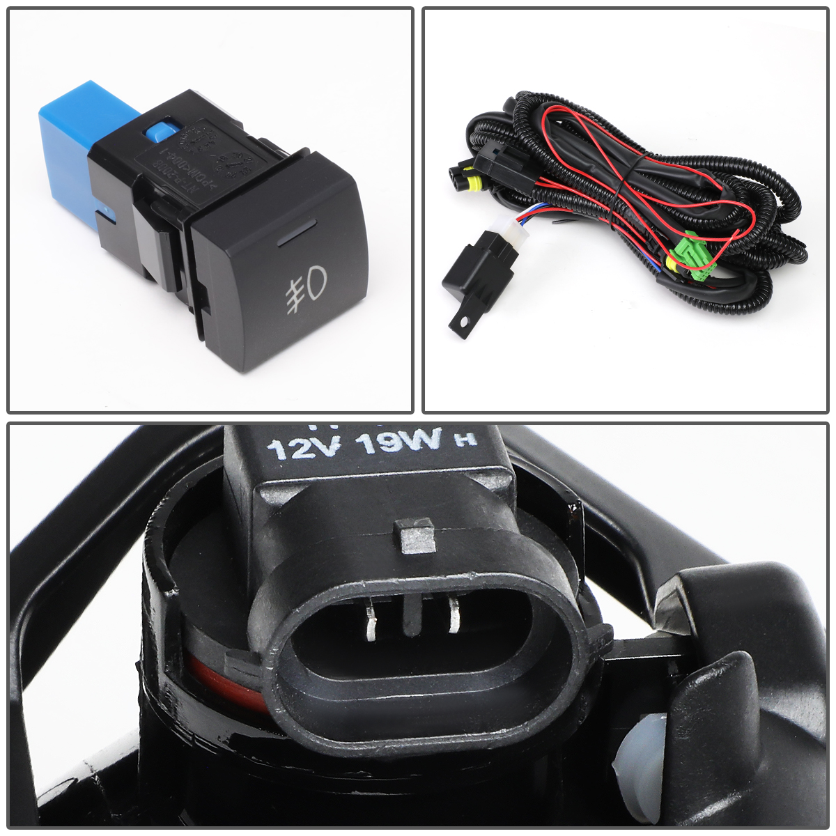 DNA Motoring For 18-20 Toyota Camry SE XSE Bumper Fog Light Lamps Pair w/Bezel+Wiring Harness+Switch
