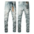 thumbnail image 2 of 2025 Ksubis Jeans brand Jeans  Men's Jeans Casual Comfort Holes Fashionable Straight Skinny Slim Fit Jeans, Ripped Stretch Jeans Denim Pants Menswear 3032 28-40, 2 of 7