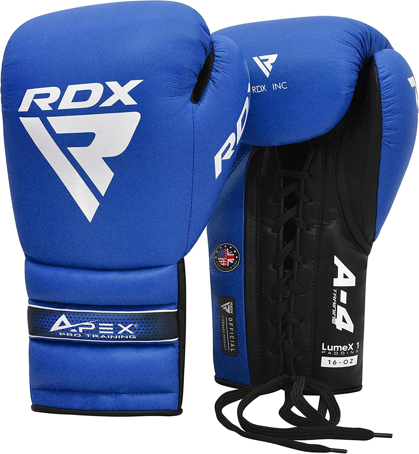 RDX Professional Boxing Fight Gloves, APEX Lace-Up Competition Fighter Gloves, Super Skin Maya Hide Leather, Padded Wrist Support, Multi-Layered, Traditional Extra Long Laces for Firm Secure Fit