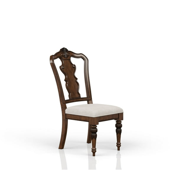 JERFIT Mahogany Queen Anne Side Chairs Set of 2, Traditional Upholstered Dining Chairs with Solid Wood Frame for Kitchen, Living Room