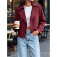 thumbnail image 4 of Double Breasted Women Solid Color Casual Crop Trench Coat Lady Office Jacket with Pocket, 4 of 6
