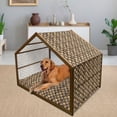 thumbnail image 2 of Savannah Pet House, Earthy Jeans Denim Inspired Patchwork in Giraffe and Zebra Design Art Print, Outdoor & Indoor Portable Dog Kennel with Pillow and Cover, 5 Sizes, Black and Brown, by Ambesonne, 2 of 4