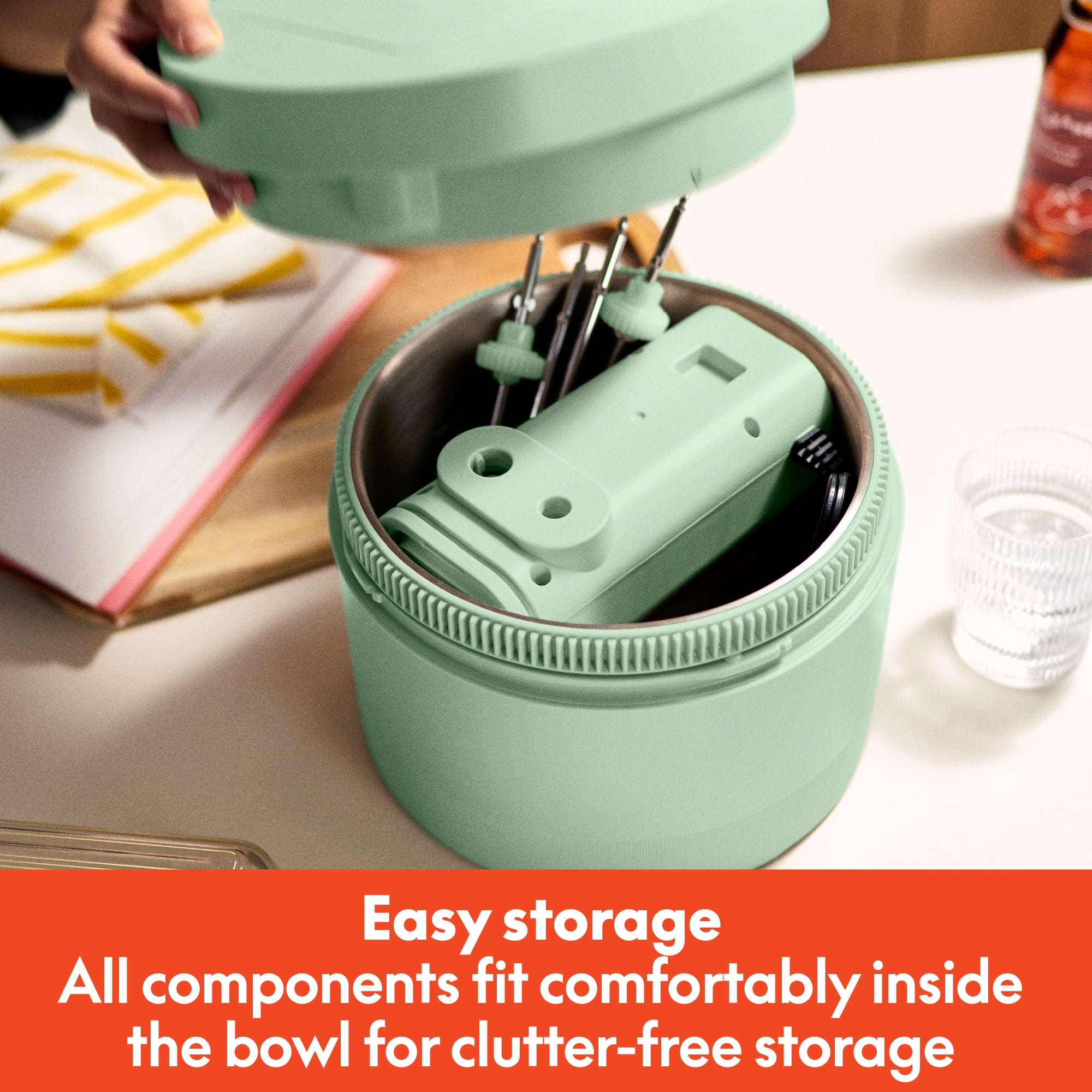 bella 3.5 Qt Hand & Stand Mixer, 2 in 1 Electric Mixer with Bowl, Dough Hook, Whisk & Egg Beater, Seaglass