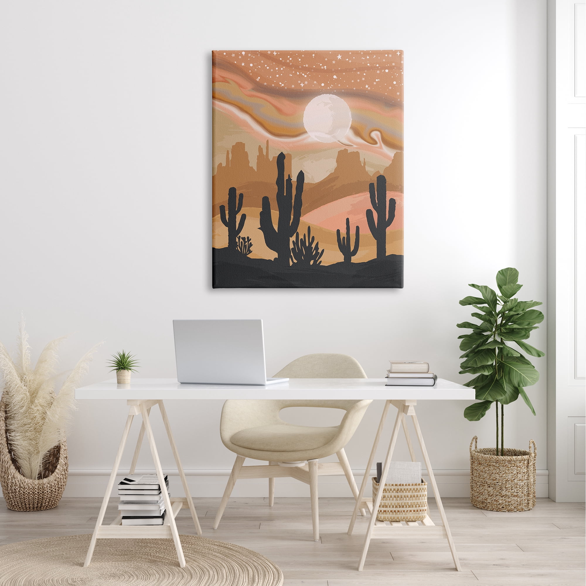 Stupell Industries Cactus Canyon Sandstorm Landscape Lunar Borealis Starry Sky,36 x 48, Design by Lisa Perry Whitebutton