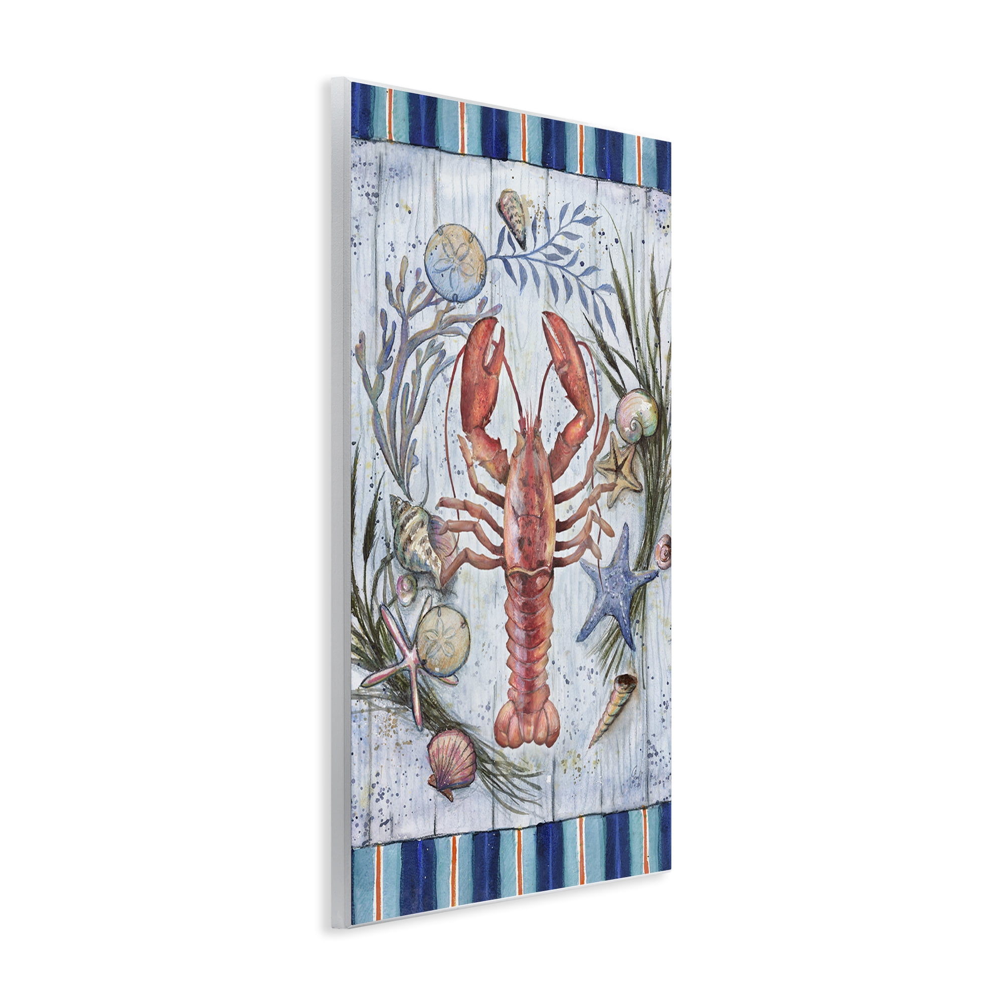 Stupell Industries Coastal Wreath & Lobster Nautical & Beach Painting Unframed Art Print Wall Art, 10 x 15