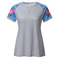 thumbnail image 6 of zttd women camouflage print crew neck short sleeve colorblock t shirt top, 6 of 7