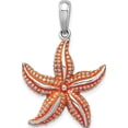 thumbnail image 1 of Sterling Silver Polished Enameled Orange Starfish Pendant(Length 29.76) - Jbsp, 1 of 5