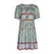 thumbnail image 5 of VISgogo Vestido de verano de manga corta para mujer, estampado de flores a la moda, cuello en V, cintura alta, vestido acampanado VISgogo  moda, 5 of 9