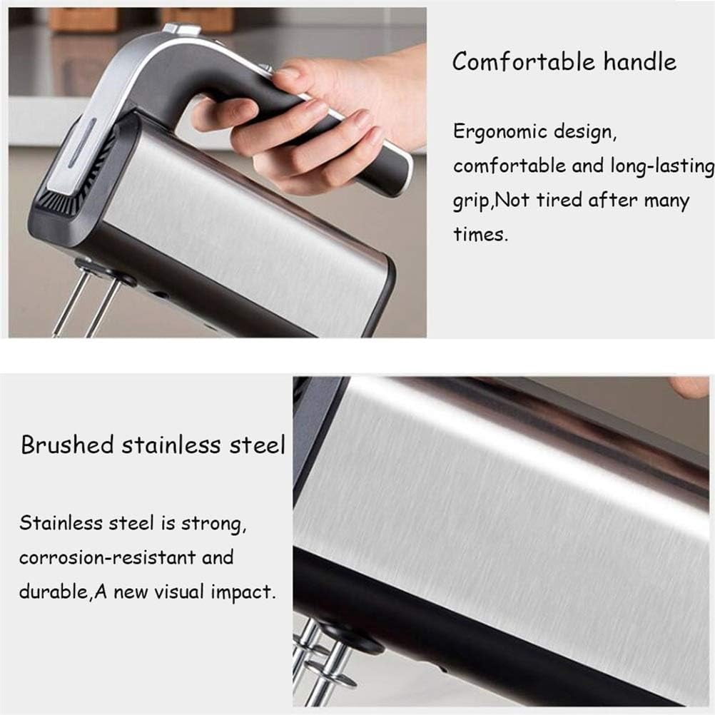 5-Speed Electric Hand Mixer with Whisk, Traditional Beaters, Dough stick, 300 Watts, for Baking & Cooking, Black