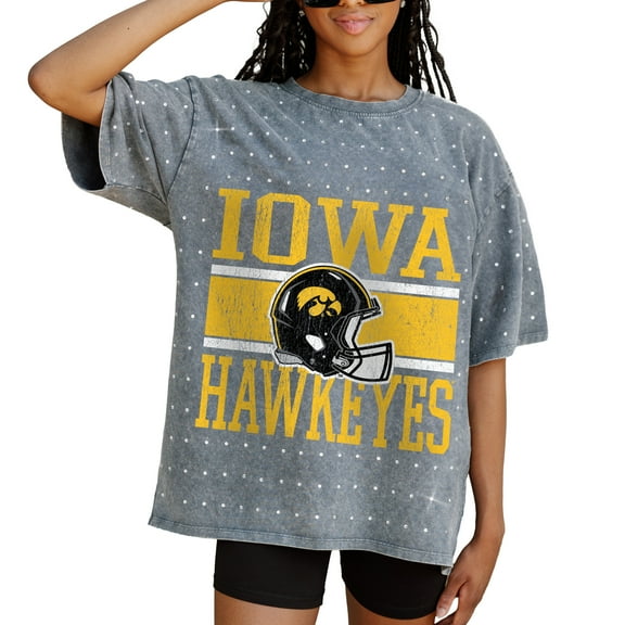 Women's Gameday Couture Gray Iowa Hawkeyes On the Ball Oversized T-Shirt