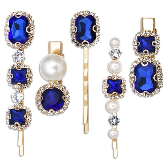 Vintage Hair Clips, Rhinestones Decorative Hair Pins, Handmade Gray Crystal Pearl Hair Barrettes, Elegant Gold Metal Hairpin Hair Accessories Headwear Styling Tools, Gifts for Women Girls