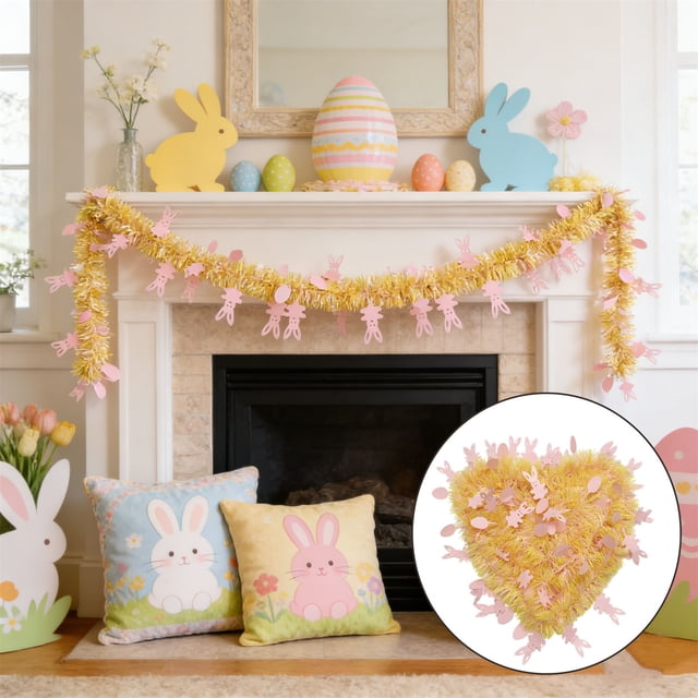 Fwttom Party Ribbon , Décorations de Scène de Pâques Serpentins Colorés Lapin de Pâques Oeufs de Pâques