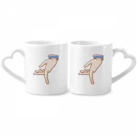 

Finger Walking Personifies Gesticulate Couple Porcelain Mug Set Cerac Lover Cup Heart Handle