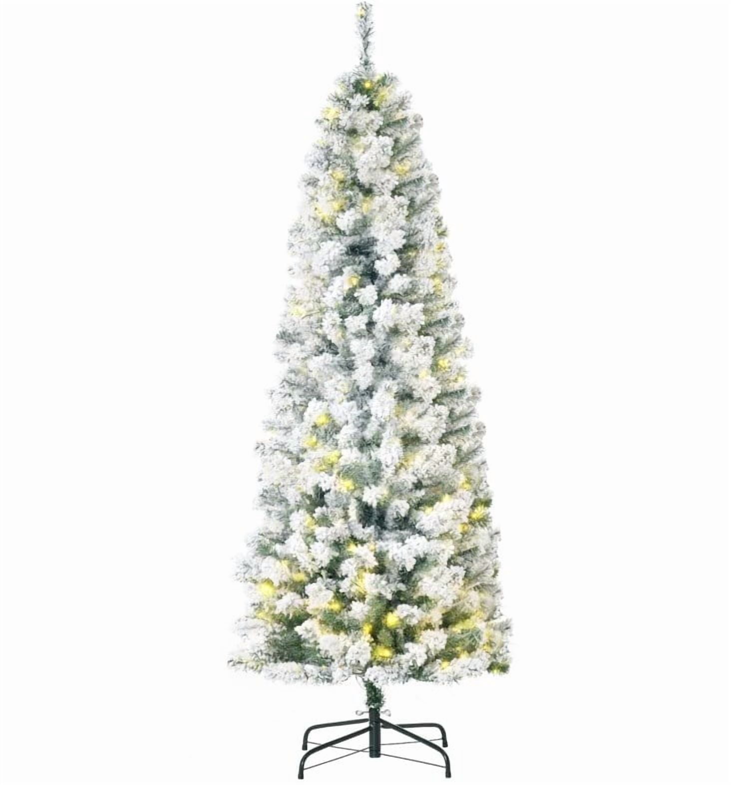 6ft Prelit Snow Flocked Christmas Tree with 250 LED Lights 462 Tips Easy Assembly Indoor Decor