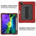 thumbnail image 4 of Dteck Case For iPad Pro 11 2nd Gen 2020 & 1st Gen 2018, Heavy Duty Rugged Drop Proof Shockproof Hybrid Armor Case with Stand Pencil Holder Hand Strap Shoulder Strap, Red+Black, 4 of 8
