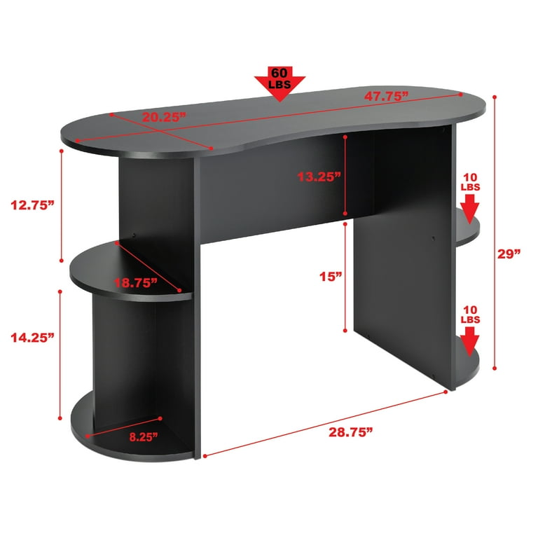 Prepac Kurv Compact Student Desk with Storage Black