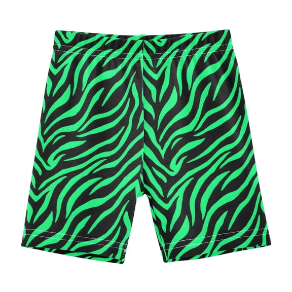 joogoo Zebra Stripes Green Girls Lined Shorts Bike Dance Bottoms 6T