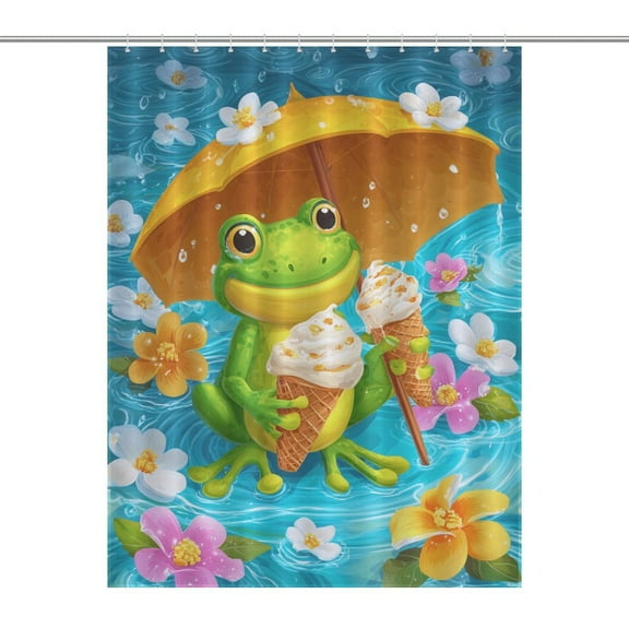 Cute Witch Frog Shower Curtains - Bath Shower Curtain Set with 12 Hooks for Adults Kids Bathroom Decor Accessories