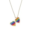 thumbnail image 3 of Betsey Johnson Heart Necklace Long Locket Pendant Gold Womens Jewelry Rainbow, 3 of 4