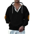 thumbnail image 3 of BiZtdJrK 1/4 Zip Hooded Sweatshirt Mens Fleece Lined Pullover Hoodie Lightweight Oversized Drawstring Sweatshirts with Kangaroo Pocket, Black, S, 3 of 8
