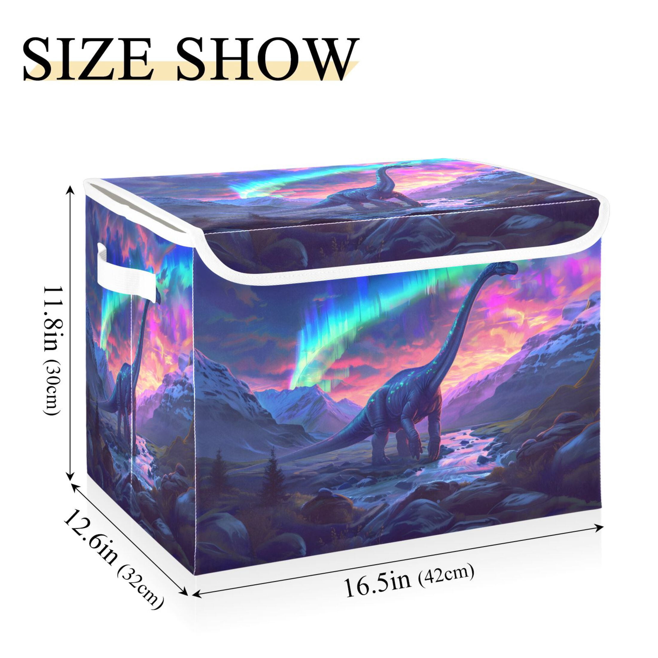 Ryvnso Dinosaur in Beautiful Sky Large Lidded Foldable Storage Baskets Cubes Boxes Lids Bin for Home
