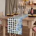 thumbnail image 2 of Blue Hydrangea Table Runner Spring Summer Eucalyptus Black Checkered Tablerunners 18 x 72 Inch, Table Decorations Tabletop Scarf for Summer Gathering Holiday Farmhouse Kitchen Dining Decor, 2 of 8