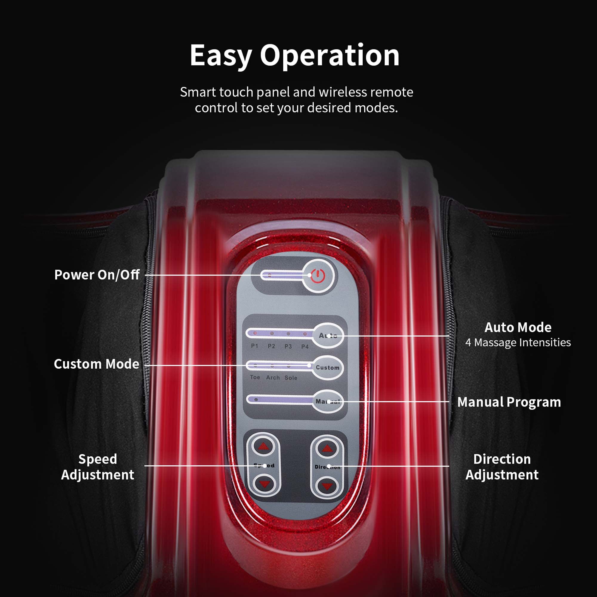Costway Shiatsu Foot Massager Kneading and Rolling Leg Calf Ankle with Remote Red