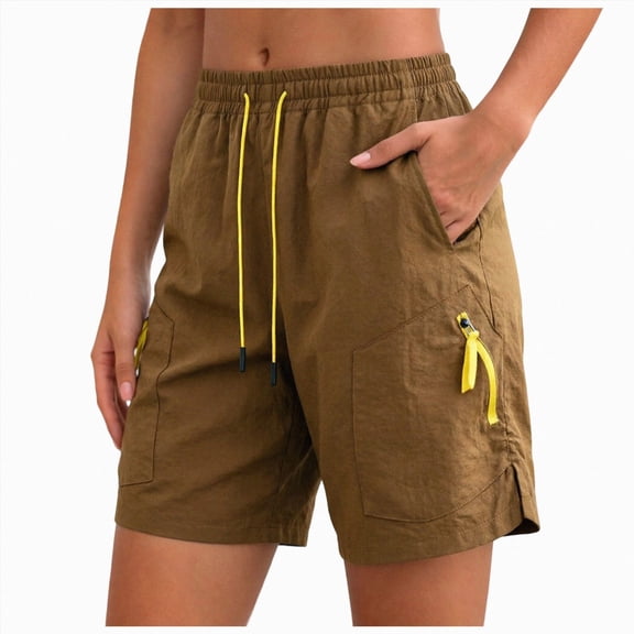 KPOPLK Women's Hiking Cargo Shorts Quick Dry Lightweight Shorts for Travel Athletic Golf Casual Size M,Coffee