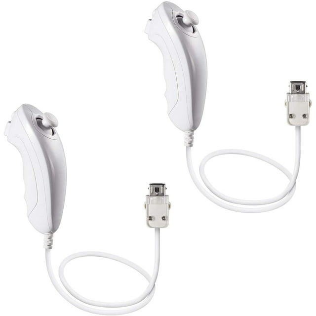 Wii Wii Manette Nunchuk Wii, Lot de 2 Manettes Nunchuk de Remplacement Télécommande Joystick Manette Compatible avec Console U (Blanc)