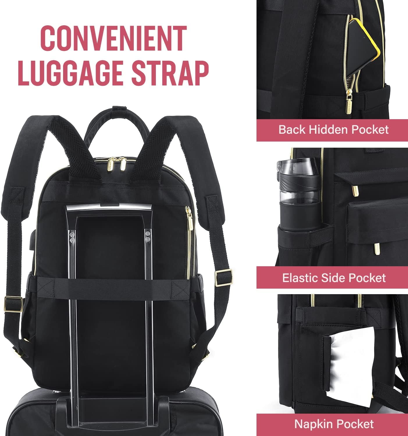 Lovevook Backpack Purses for Women,Vintage Women Teacher Laptop Backpack Nurse Bag, Multi-Function Work Travel Daypacks College Book Bag with USB Port