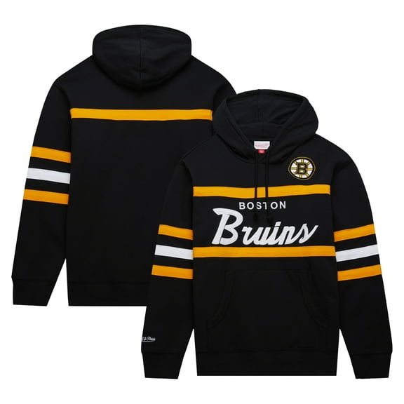 Men's Mitchell & Ness Black Boston Bruins Head Coach Pullover Hoodie