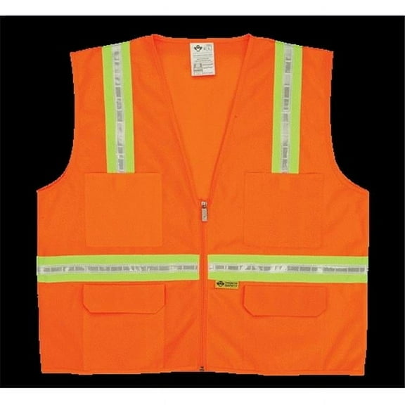 2W 8038-A L Multi-Pocket Surveyor Vest - Orange- Large