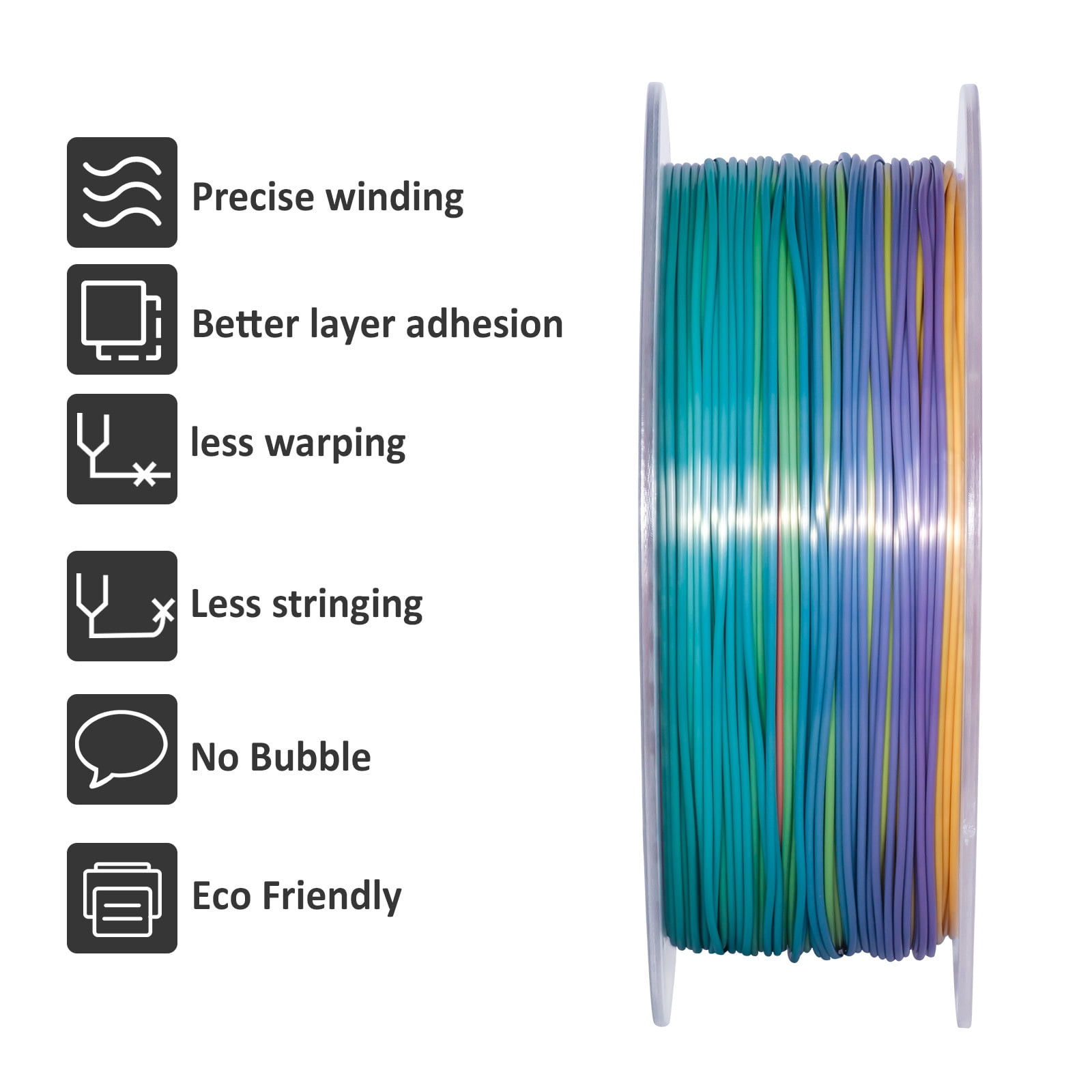 Geeetech gradient color 3D Printer PLA Filament 1KG Toughness Enhanced Filament with 1.75mm Dimensional Accuracy +/-0.03mm, 1080 Feet per Roll, Vacuum Packaging